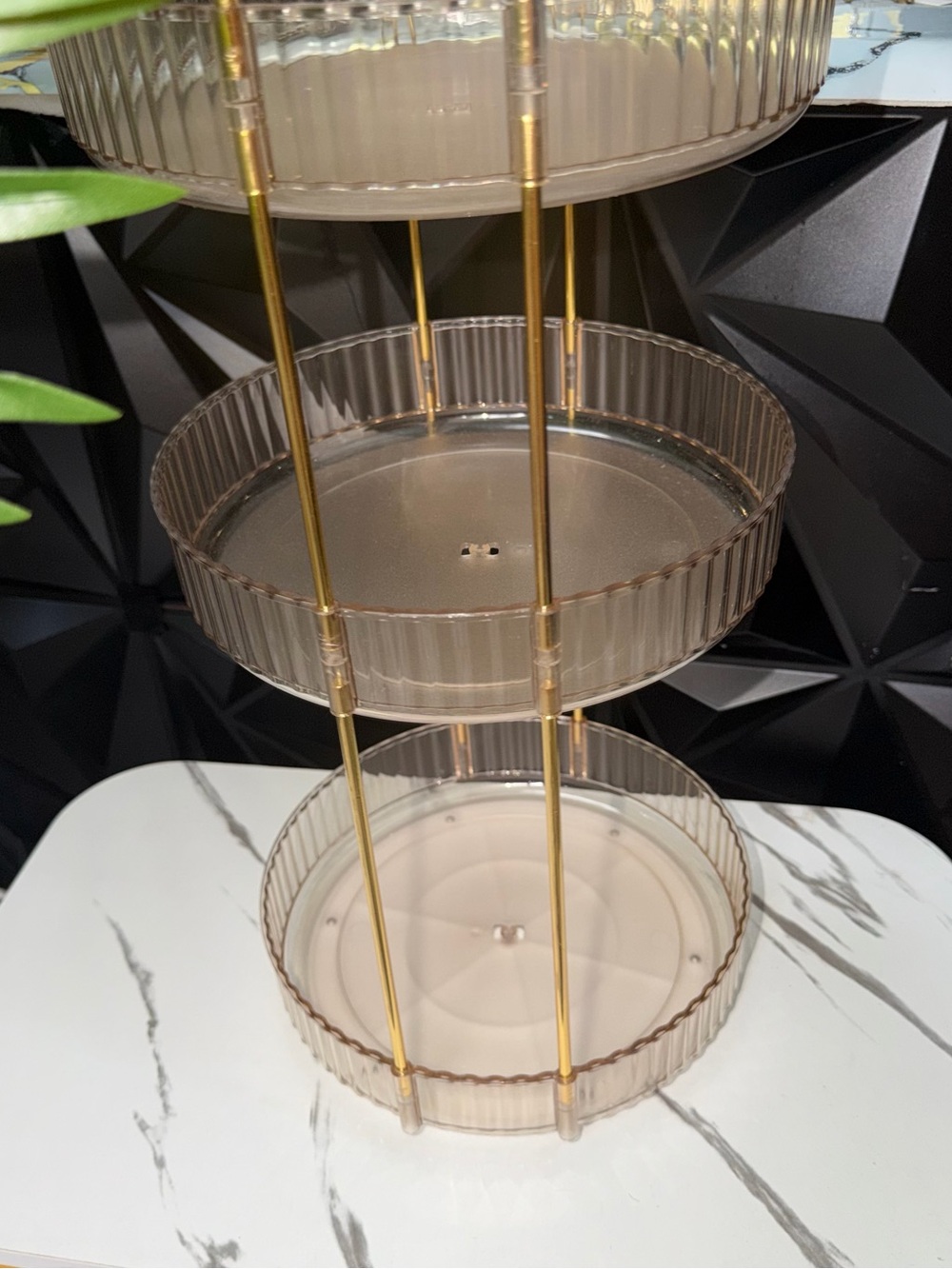 3-Tier Acrylic & Gold Metal Organizer - Smoky Taupe